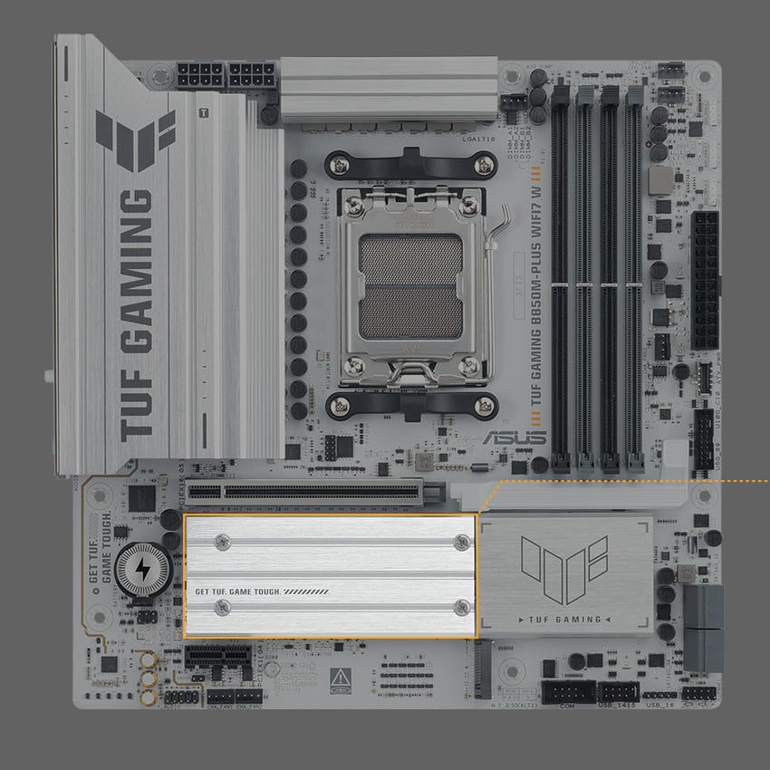 ASUS TUF GAMING B850M-PLUS WIFI7 W AMD B850 mATX motherboard, 14+2